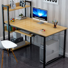 Genius Large Workstation Wood & Steel Computer Desk with Storage Shelves (Oak)