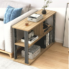 Icon Wood and Steel Sofa Side Table with Shelves (Oak)