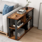 Icon Wood and Steel Sofa Side Table with Shelves (Rustic Wood)