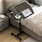 Motif 2-in-1 Adjustable Portable Sofa Bed Side Table Laptop Desk with Wheels (Black Walnut)
