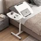 Motif 2-in-1 Adjustable Portable Sofa Bed Side Table Laptop Desk with Wheels (White)