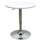 Century Designer Bar Table Height Adjustable with Gas Lift (White/Stainless Steel)