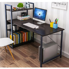Exceeder Large Workstation Wood & Steel Computer Desk with  Bookcase (Black)