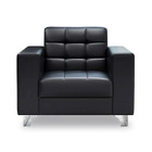 Modern Minimalist Leather Sofa Lounge Single Seater Couch (Black)