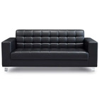 Modern Minimalist Leather Sofa Lounge 3-Seater Couch (Black)