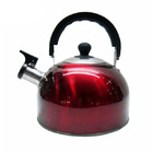 Stainless Steel Stove Top Whistling Kettle Red