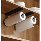 Steel Paper Towel Holder Wall-Mounted Kitchen Bathroom Tissue Hanger Rack Organiser (Black)
