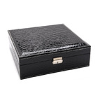 Deluxe Crocodile Leather Look Jewellery Box Storage Case Organiser (Black)