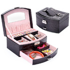 Luxury PU Leather Jewellery Box Storage Case (Midnight Black)