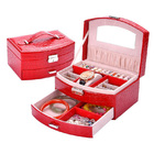 Luxury PU Leather Jewellery Box Storage Case (Red)