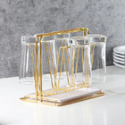 Gold Metal 6-Cup Drying Glass Mug Holder Rack with Drain Tray