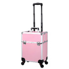 Deluxe Professional Beauty Makeup Cosmetic Suitcase Travel Organizer Luggage (Pink)