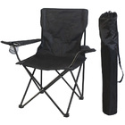 Portable Folding Camping Beach Chair with Arm Rest Cup Holder & Storage Bag (Black)