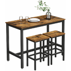 3 Piece Grandeur Premium Rustic Wood & Steel Bar Table and Stools Dinning Set
