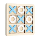 Wooden Tic TAC Toe Noughts and Crosses XO Chess Board Game Set (Blue)