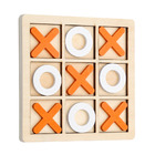 Wooden Tic TAC Toe Noughts and Crosses XO Chess Board Game Set (Orange)