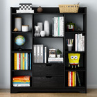 Eden Wardrobe Cupboard Bookshelf with Drawer Furniture (Black Walnut)