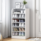 7-Tier Extra Spacious Shoe Rack Wooden Storage Organizer Cabinet (White)
