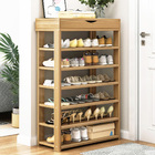 Fiesta 7 Tier Extra Spacious Wooden Shoe Rack Organizer Shelf Cabinet (Natural Oak)