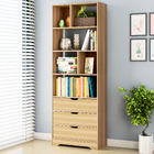 Luna 1.8m Tall Shelf Cupboard Bookshelf Wardrobe with Drawers (Natural Oak)