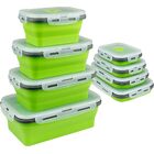 4 X Collapsible Silicone Food Storage Containers Lunchboxes Bowls Meal Box with Airtight Lid Green)