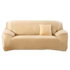3-Seater Sofa Cover Stretch Set: Lounge Couch & Cushion Protector (Beige)