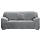 3-Seater Sofa Cover Stretch Set: Lounge Couch & Cushion Protector (Grey)
