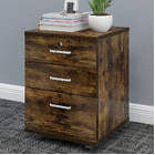 Miami 3 Drawer Bedside Table Cabinet with Wheels (Rustic Wood)