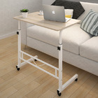 Adjustable Portable Sofa Bed Side Table Laptop Desk with Wheels (White Frame)