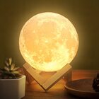 3D Moon Lunar Lamp Touch Sensor LED Night Light with Wooden Base