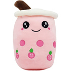 Bubble Tea Plush Toy Boba Cuddly Doll Pillow Cushion - 35cm, Pink