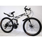 Dual Suspension Foldable 21 Speed Mountain Bike  (White & Black Bicycle)