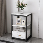 Synergy Luxury Marble Look Side Table Nightstand (White)