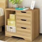 Zest 3 Drawer Cabinet and Shelf Utility Side Table (Oak)
