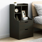 Twilight 2-Drawer Tall Bedside Table with Chest of Drawers and Shelves (Black Walnut)