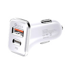 36W Fast USB C Charger PD & Quick Charge QC 3.0 Dual Port Car Adapter (White)