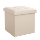 50L PU Leather Ottoman Foldable Storage Stool (White/Cream)
