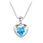 S925 Sterling Silver Eternal Heart Pendant CZ Diamond Necklace (Blue)