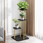 Multi-Tiered Synergy Marble Look Garden Plants Stand Planter Shelf (Black)