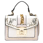 Luxe Designer Handbag Metal Studs Tote Satchel Bag White