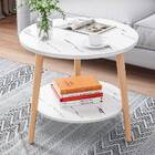 Malibu Marble Look Round End Coffee Table (White Stone)