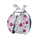 925 Sterling Silver Ladybug Lucky Charm CZ Diamonds Pendant 
