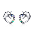 925 Sterling Silver Unicorn Stud Earrings 