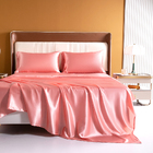 Luxury 4-Piece Silky Satin Flat Fitted Sheets Pillowcase Bed Set (Rose Gold, Queen)