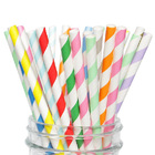 100 PCS Colourful Stripe Biodegradable Paper Drinking Straws