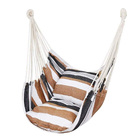Comfortable Cotton Hammock Swing Chair with Padded Cushions (Beige Stripes)