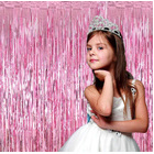 Metallic Foil Tinsel Fringe Curtain Backdrop Party Decoration (Pink)