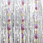 Metallic Foil Tinsel Fringe Curtain Backdrop Party Decoration (Silver)