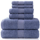 3-Piece Deluxe Cotton Towels Set: Bath Towel, Hand Towel & Face Washer (Slate Blue)