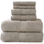3-Piece Deluxe Cotton Towels Set: Bath Towel, Hand Towel & Face Washer (Taupe)